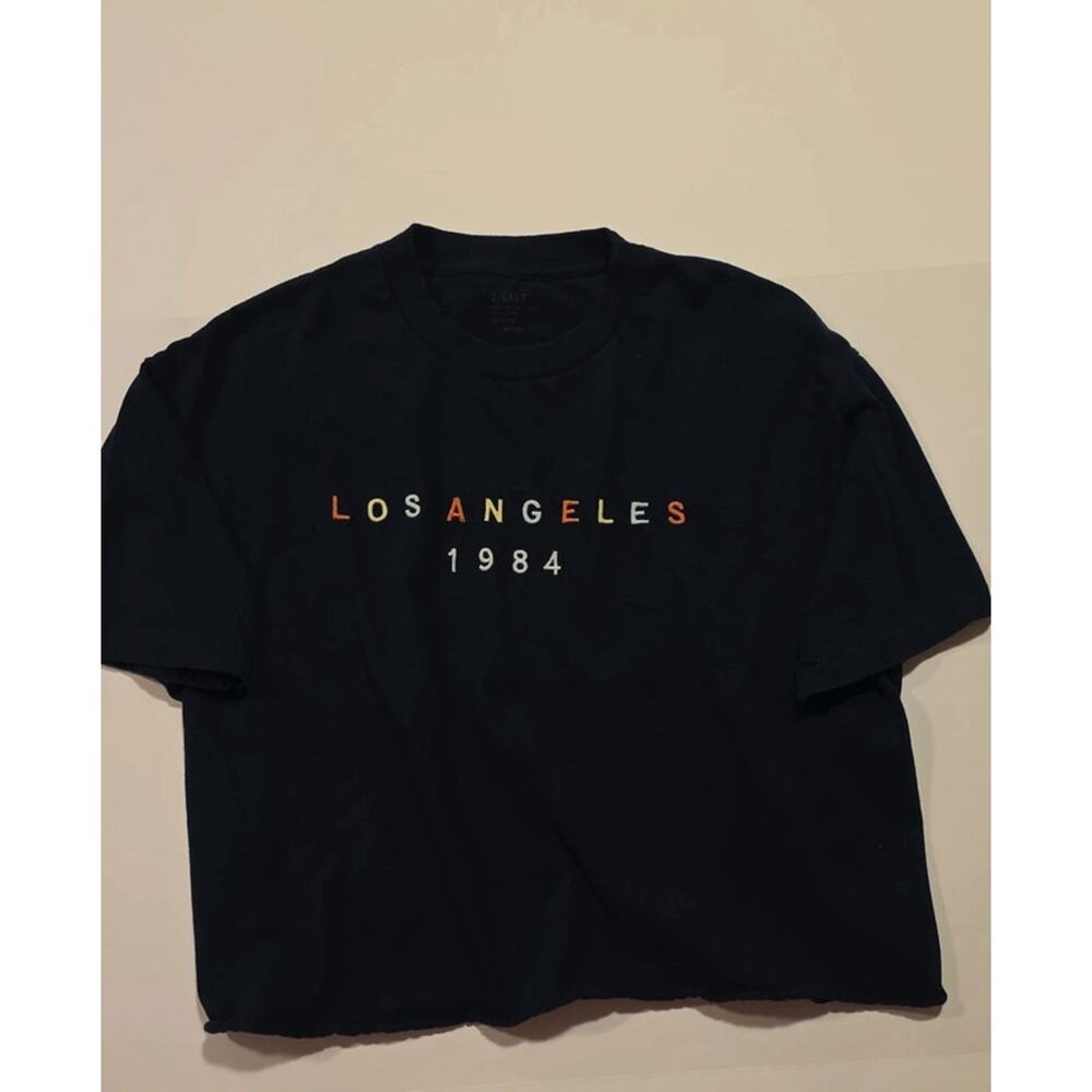 J.Galt Brandy Melville Oversized Boxy Tee Blue Los Angeles 1984 embroidered OS
